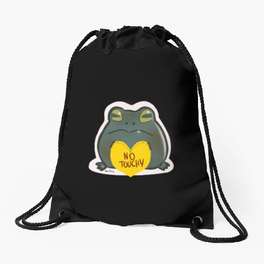 NO Touchy! Grumpy toad. Drawstring Bags