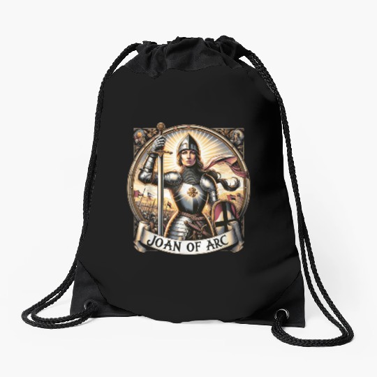 St Joan of Arc for Kids Cute Catholic Girl Saints Drawstring Bags