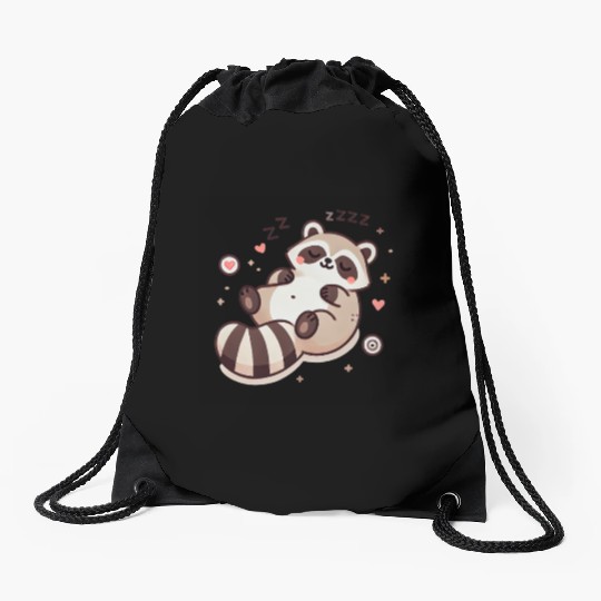 Cute Sleeping Baby Raccoon Drawstring Bags