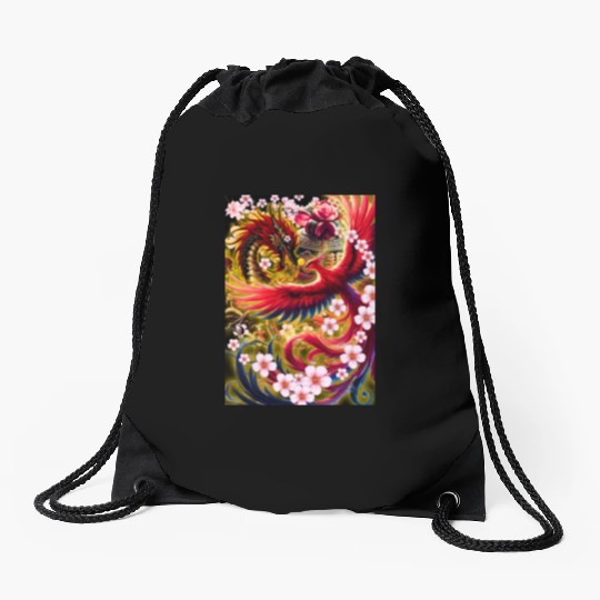 Chinese Dragon and Phoenix Drawstring Bags