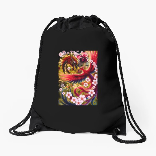Chinese Dragon and Phoenix Drawstring Bags