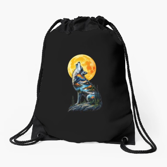 Howling Wolf Drawstring Bags