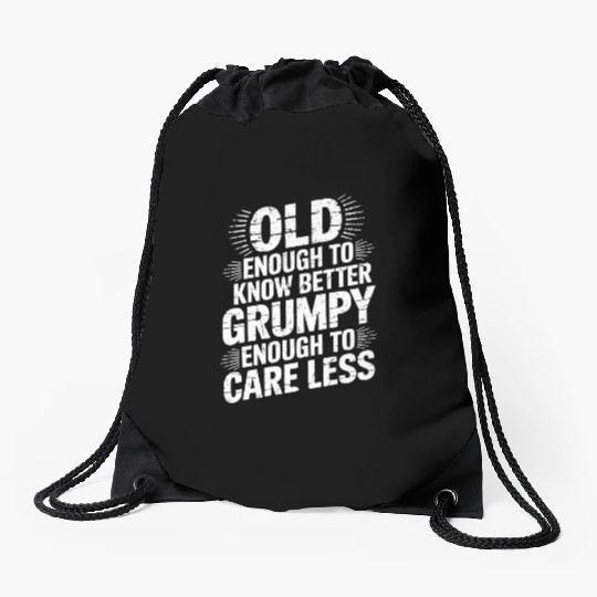 Grumpy Old Man Drawstring Bags