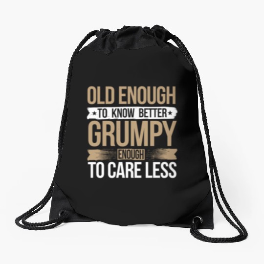 Grumpy Old Man Drawstring Bags