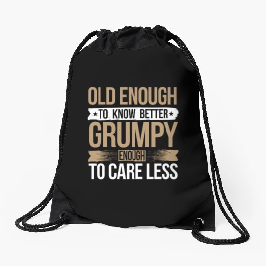 Grumpy Old Man Drawstring Bags