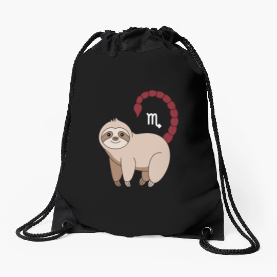 Scorpio Zodiac Sloth with Scorpio Sign Tail Drawstring Bags