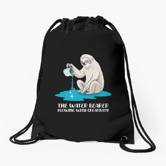 Aquarius Zodiac Sloth: The Water Bearer Flowing Drawstring Bags