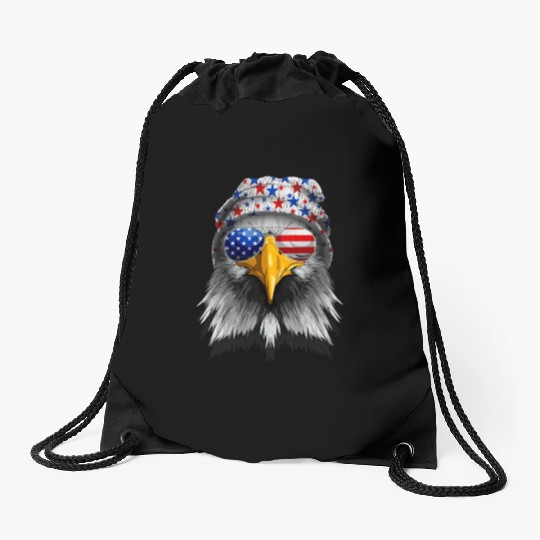 American Flag Patriotic Eagle 4th of July Drawstring Bags