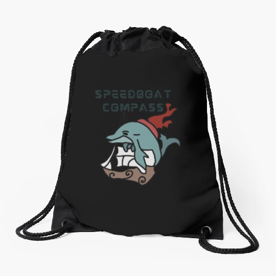 Minimalist Dolphin sailing fast and fun Drawstring Bags