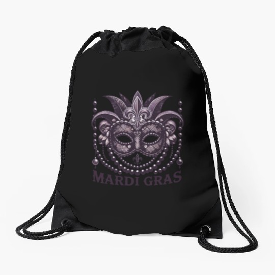 Mardi Gras Mask Beads Fleur De Lis Drawstring Bags