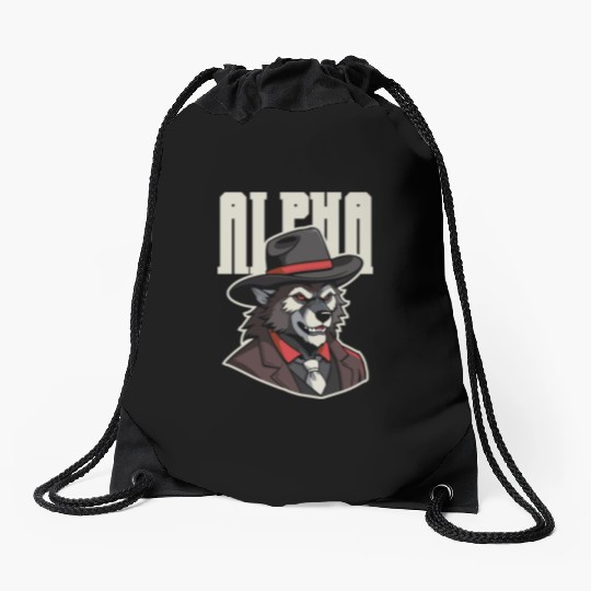 Alpha Wolf – No Beta Behavior Drawstring Bags