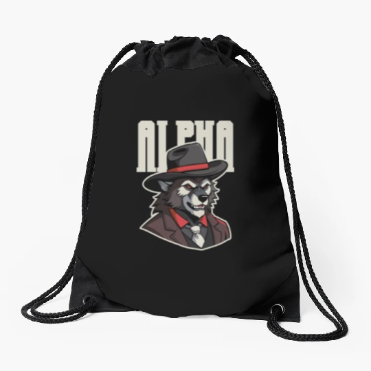 Alpha Wolf – No Beta Behavior Drawstring Bags
