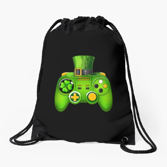 Video Game Controller Irish Gamer St Patricks Day Drawstring Bags