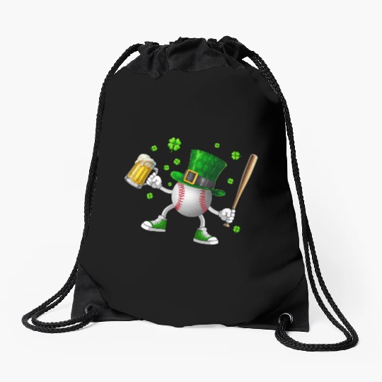 St Patricks Day Irish Baseball Beer Shamrock Drawstring Bags