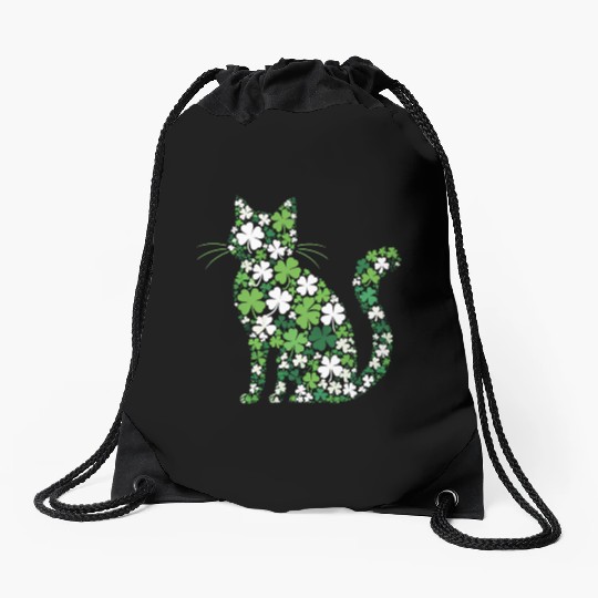 Catrick's Day – Lucky Cat Celebration Drawstring Bags
