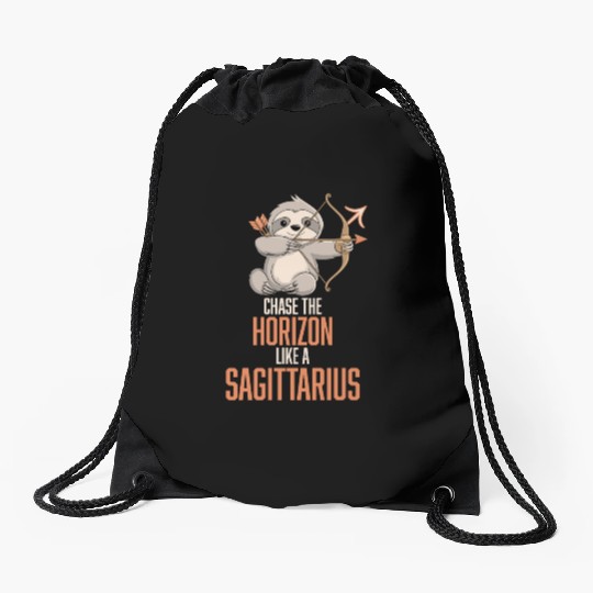 Chase The Horizon Like A Sagittarius Zodiac Sloth Drawstring Bags