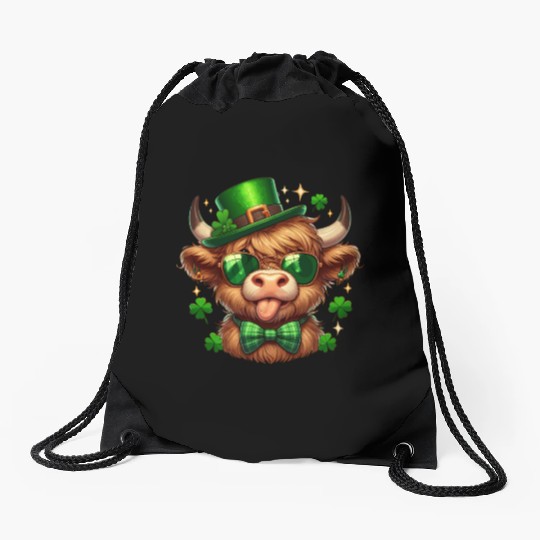 St Patricks Day Drawstring Bags - Irish Lucky cow