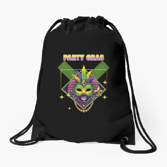 Mardi Gras Party Gras Mask Celebration Drawstring Bags