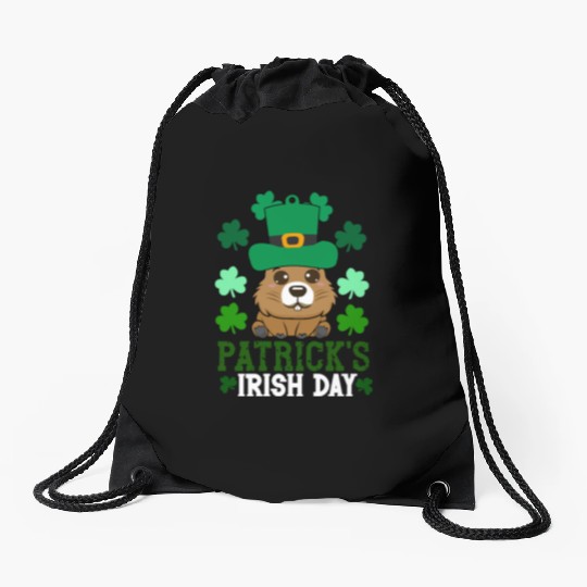 Patrick's day , irish day , capybara Drawstring Bags