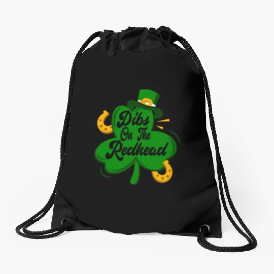 Dibs On The Redhead Funny St Patricks Day Drinking Drawstring Bags