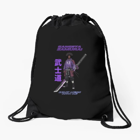 Gangsta Samurai - Afro Street Fighter Anime Manga Drawstring Bags
