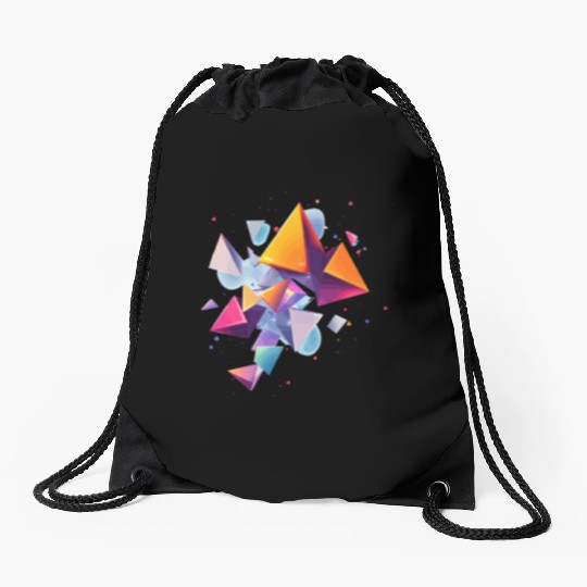 Creative colorful shapes Drawstring Bags