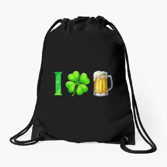 I Shamrock Beer Funny St Patrick's Day I Love Beer Drawstring Bags