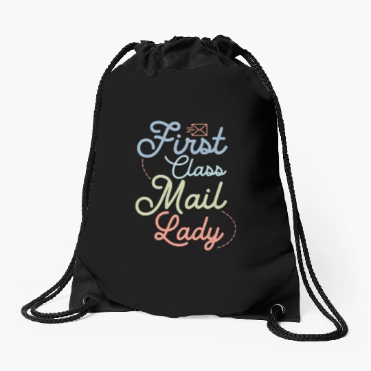 First Class Mail Lady Postal Worker Mail Drawstring Bags