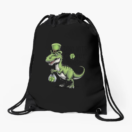 Dino-Mite Clover Hunter Drawstring Bags