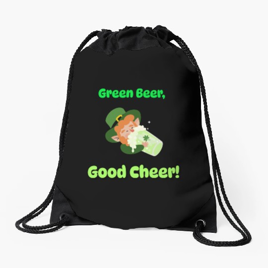Green Beer Good Cheer Drawstring Bags