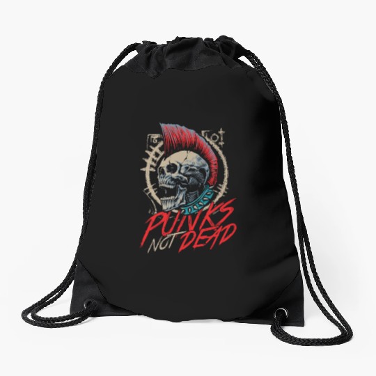 Punks Not Dead Rocker Punker Punk Rock Music Drawstring Bags