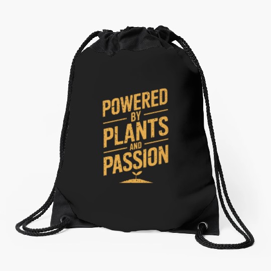 Powered By Plants And Passion Vegan Vegetarian Drawstring Bags