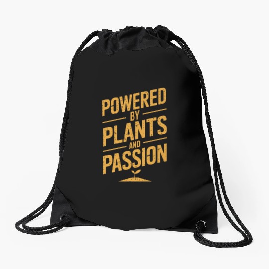 Powered By Plants And Passion Vegan Vegetarian Drawstring Bags