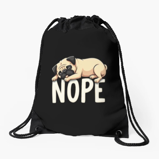 Pug Pug Dog Fauer Dog Nope Mops Saying Drawstring Bags