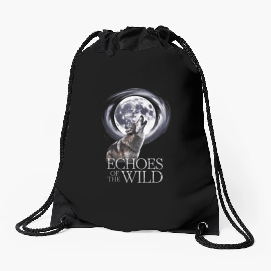 Echoes Of The Wild Howling Wolf Moon Art Drawstring Bags