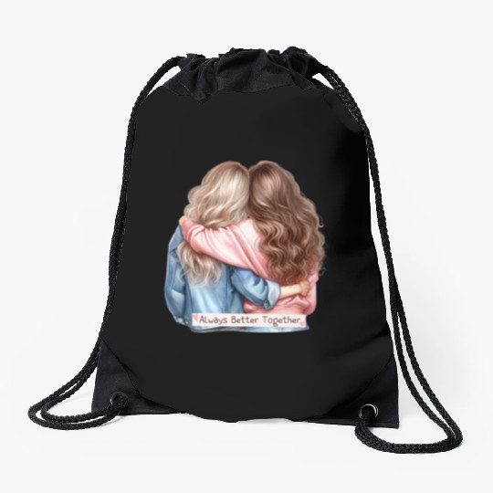 Always Better Together Best Friends BFF Friendship Drawstring Bags