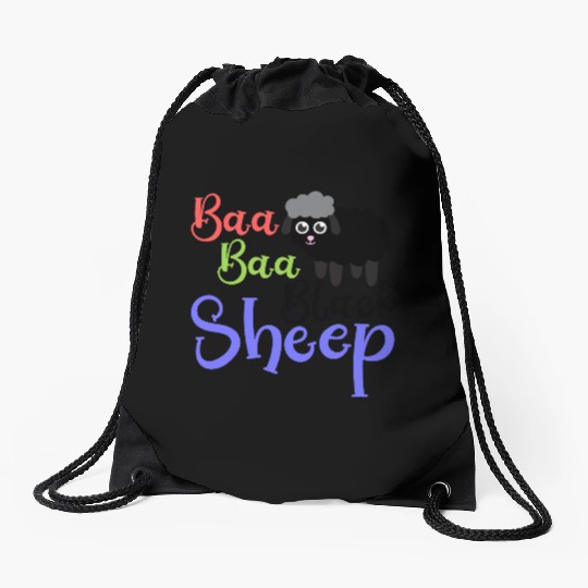 Baa Baa Black Sheep – Whimsical Nursery Rhyme Art Drawstring Bags