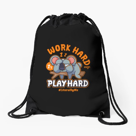 Funny Hard Work Koala Drawstring Bags