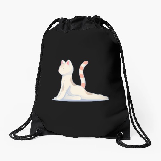 Cat in meditative yoga pose Drawstring Bags