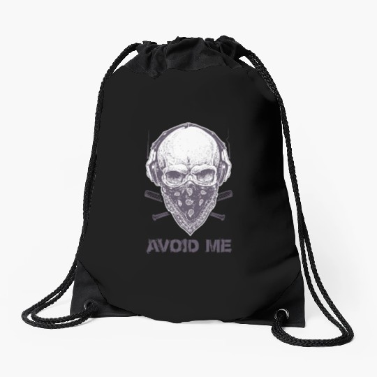 Avoid Me – Skull Bandana Streetwear Art Drawstring Bags