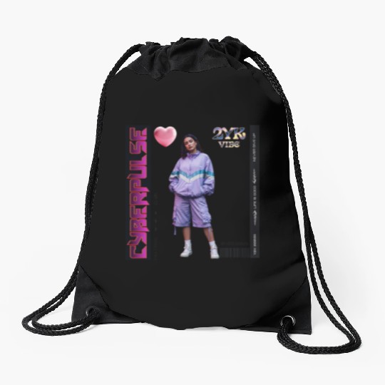 Y2K Vibes Cyberpulse Retro Drawstring Bags