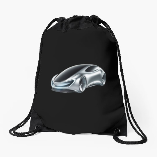 Silver and Black Futuristic Car Drawstring Bags