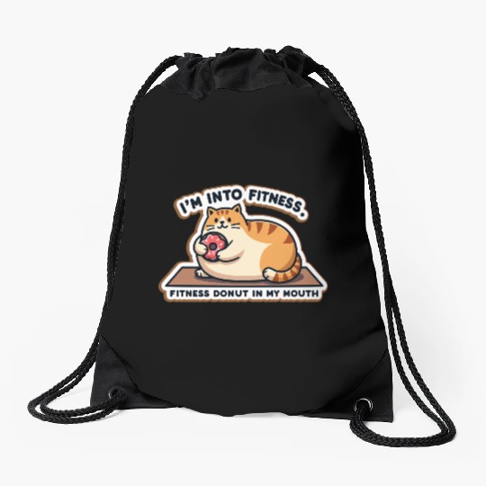 Fitness Cat Drawstring Bags