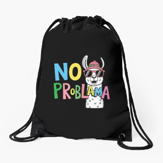 No ProbLama – Funny Casual Colorful Llama Design Drawstring Bags