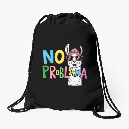 No ProbLama – Funny Casual Colorful Llama Design Drawstring Bags