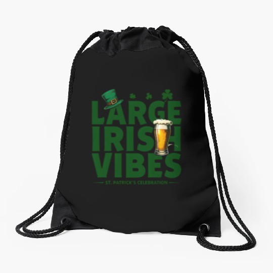 Bold Typography Celebrating St Patrick s Day Drawstring Bags