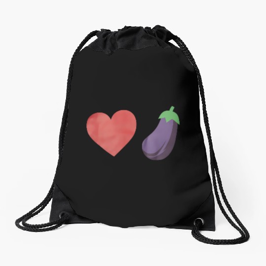 Love Eggplant Funny Gay LGBTQ Pride Drawstring Bags
