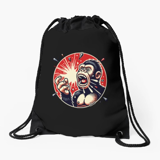 Panic Gorilla Balloon Pop Drawstring Bags