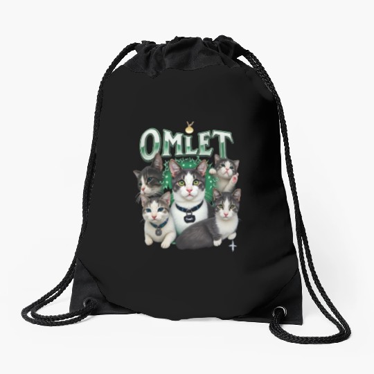 Vintage 90s Aesthetic Multi-Cat Graphic Drawstring Bags