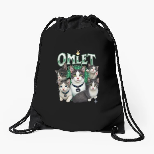 Vintage 90s Aesthetic Multi-Cat Graphic Drawstring Bags